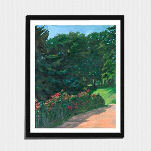 Art Print, Country Park Path Landscape Painting